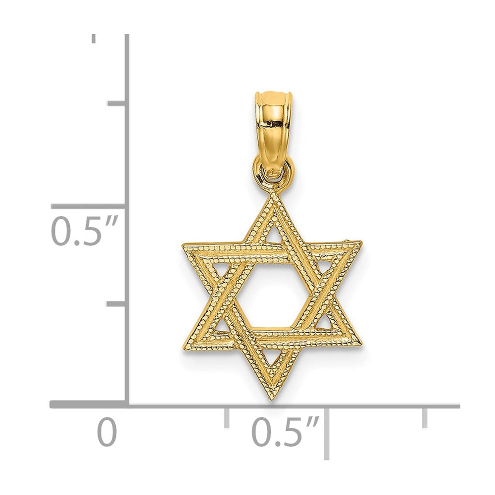14K Gelbgold Graviert Stern Of David Charm