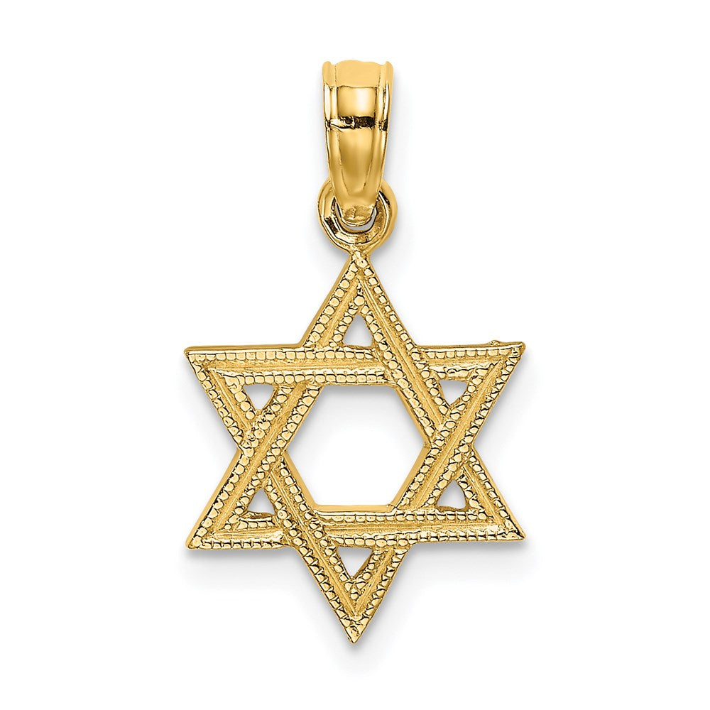 14K Gelbgold Graviert Stern Of David Charm