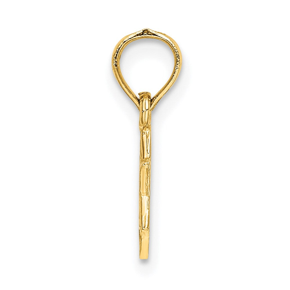 14K Gelbgold Mini Stern Of David mit Graviert Wirbel Charm