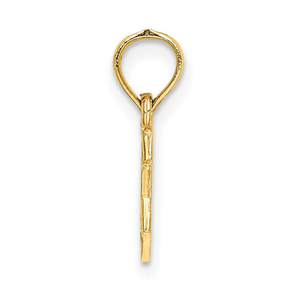 14K Gelbgold Mini Stern Of David mit Graviert Wirbel Charm