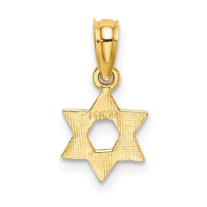14K Gelbgold Mini Stern Of David mit Graviert Wirbel Charm