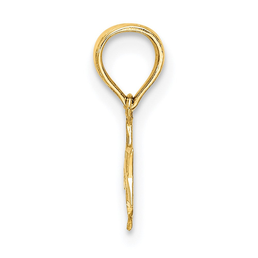 14K Gelbgold Graviert Mini Stern Of David Charm