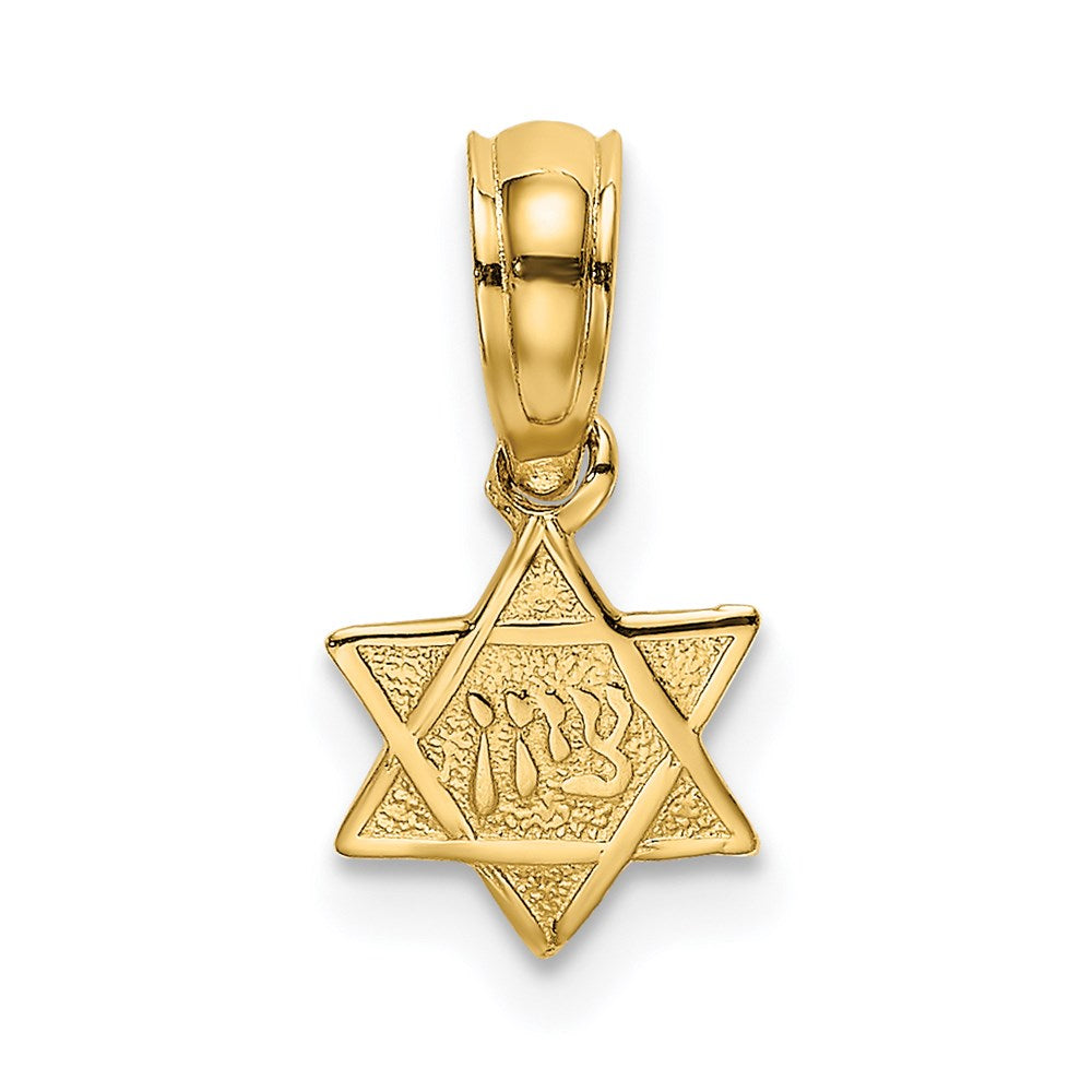 14K Gelbgold Graviert Mini Stern Of David Charm