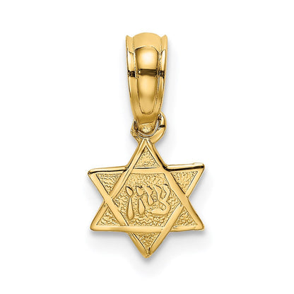14K Gelbgold Graviert Mini Stern Of David Charm