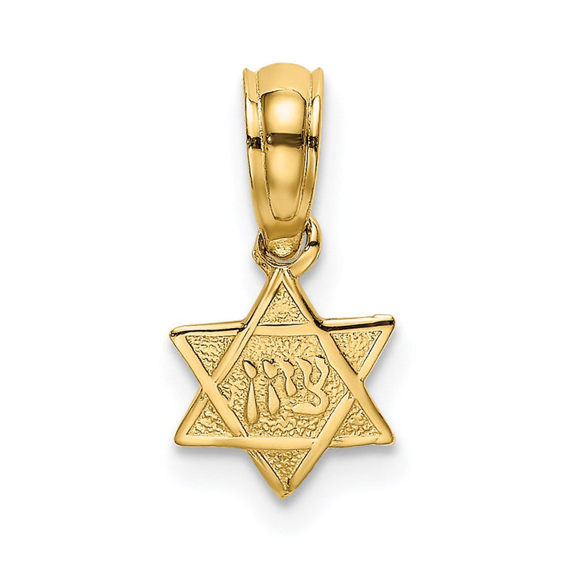 14K Gelbgold Graviert Mini Stern Of David Charm