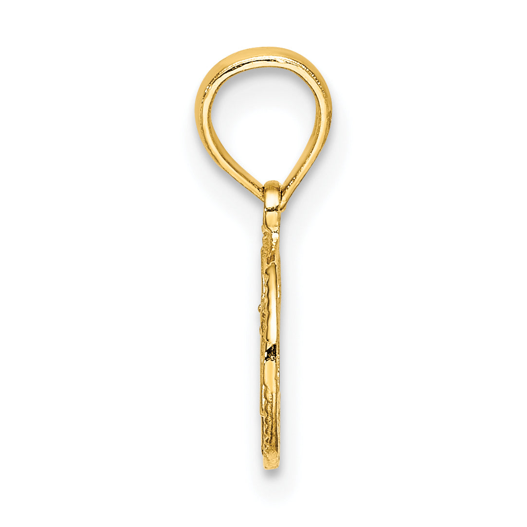 14K Gelbgold Graviert Stern Of David Charm