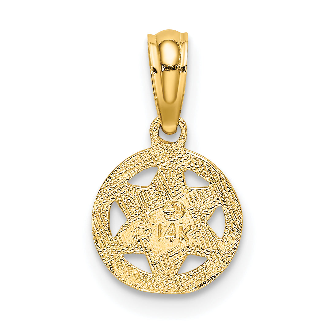 14K Gelbgold Graviert Stern Of David Charm