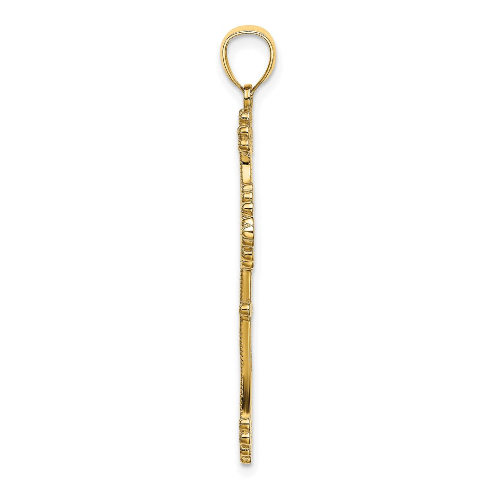 14K Gelbgold Fantasie-Kreuz-Charm mit Kugelbesatz