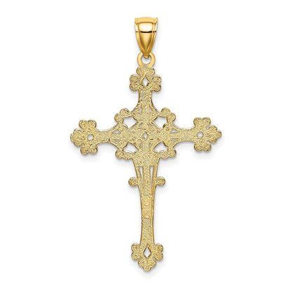 14K Gelbgold Fantasie-Kreuz-Charm mit Kugelbesatz
