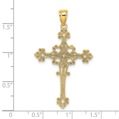 14K Gelbgold Fantasie-Kreuz-Charm mit Kugelbesatz