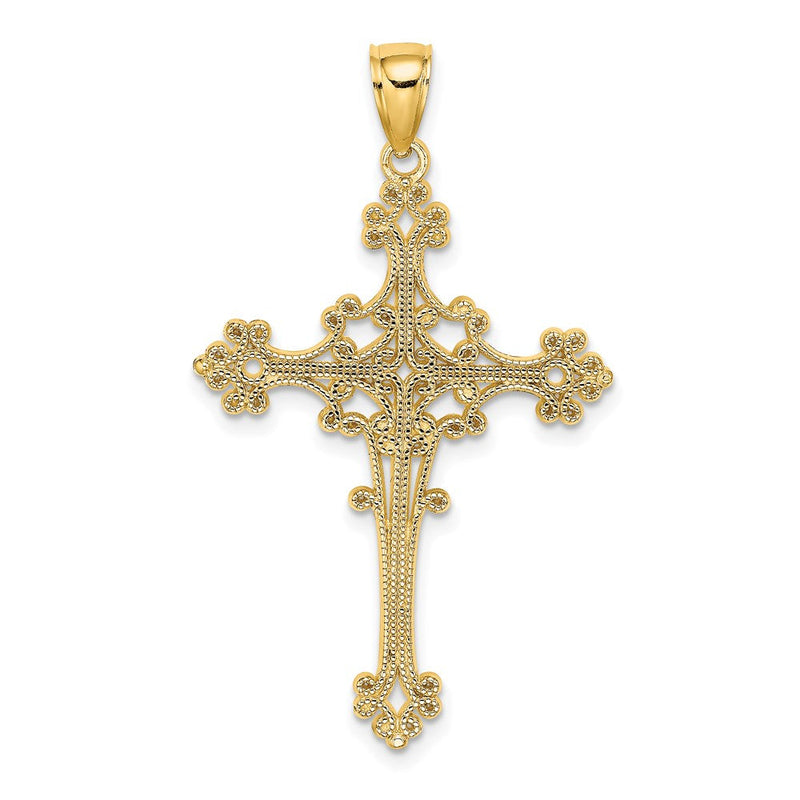 14K Gelbgold Fantasie-Kreuz-Charm mit Kugelbesatz