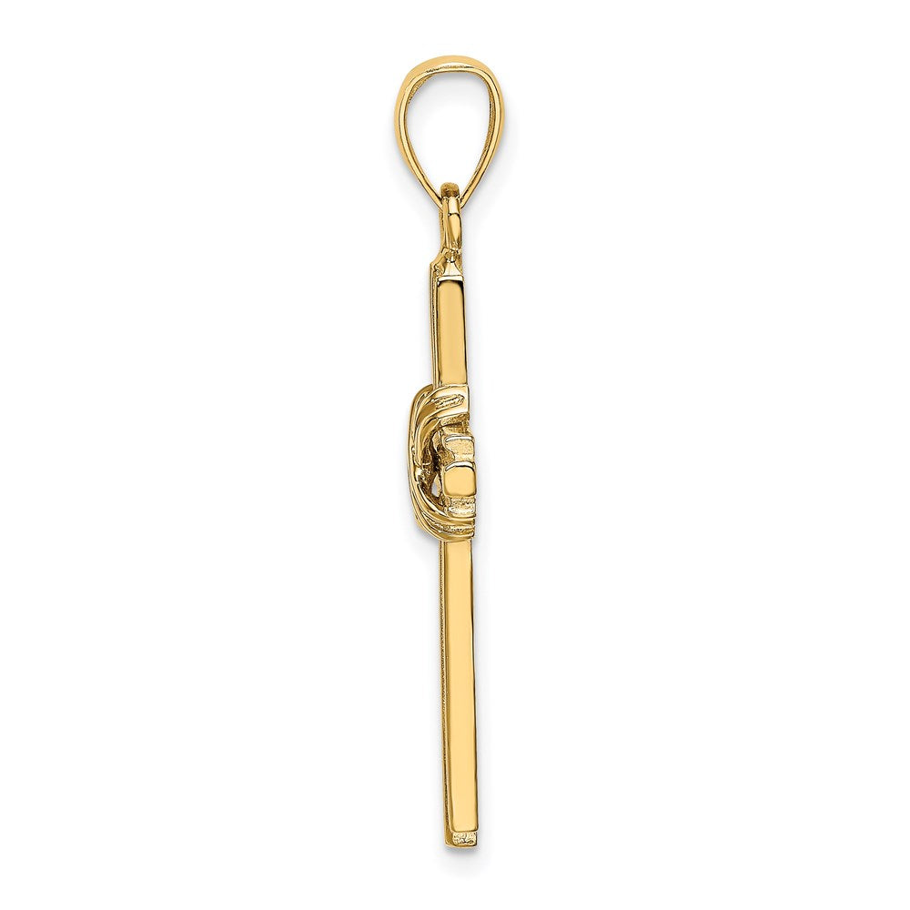 14K Gelbgold Kreuz-Charm mit perlenbesetztem Mitteldesign
