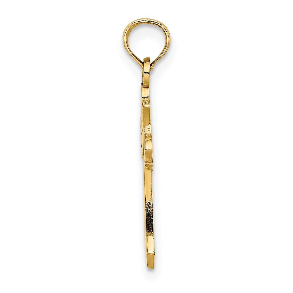 14K Gelbgold Poliert Kreuz mit Herz Charm