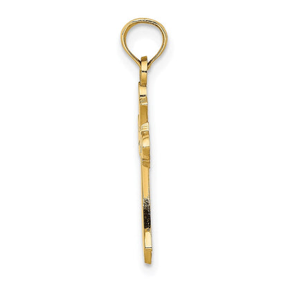 14K Gelbgold Poliert Kreuz mit Herz Charm