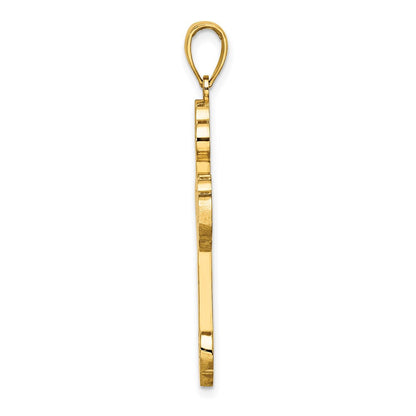 14K Gelbgold Kreuz-Charm mit Schnörkelmuster und Sonnenstrahlen-Zentrum