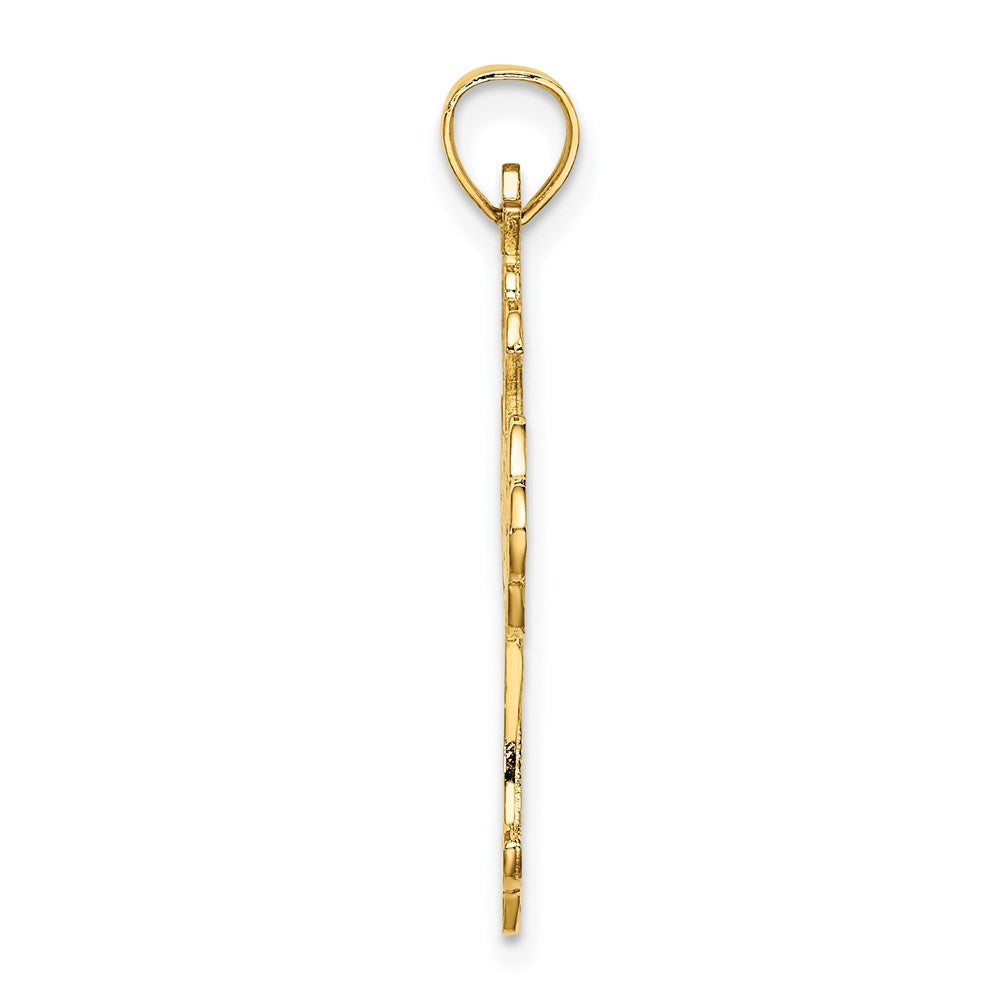 14K Gelbgold Delicate Ausgeschnitten Kreuz Charm