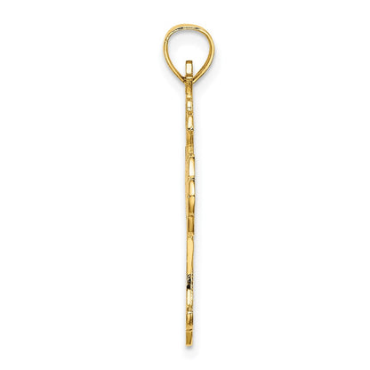 14K Gelbgold Delicate Ausgeschnitten Kreuz Charm