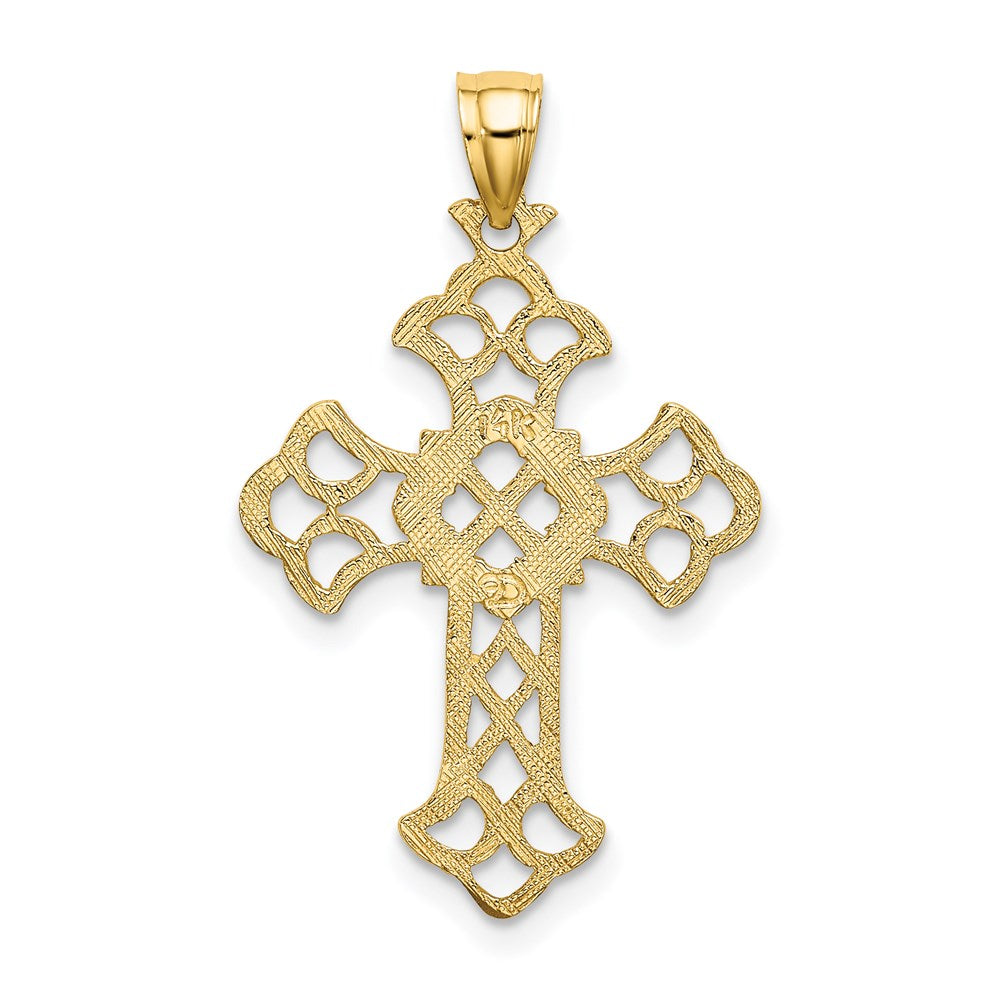 14K Gelbgold Delicate Ausgeschnitten Kreuz Charm