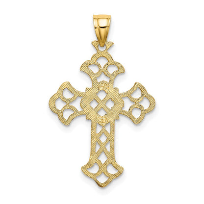 14K Gelbgold Delicate Ausgeschnitten Kreuz Charm