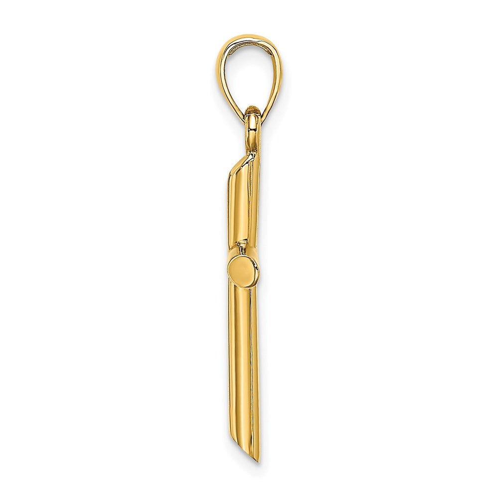14K Gelbgold Polierter Zylinder-Kreuz-Charm