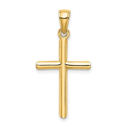 14K Gelbgold Polierter Zylinder-Kreuz-Charm