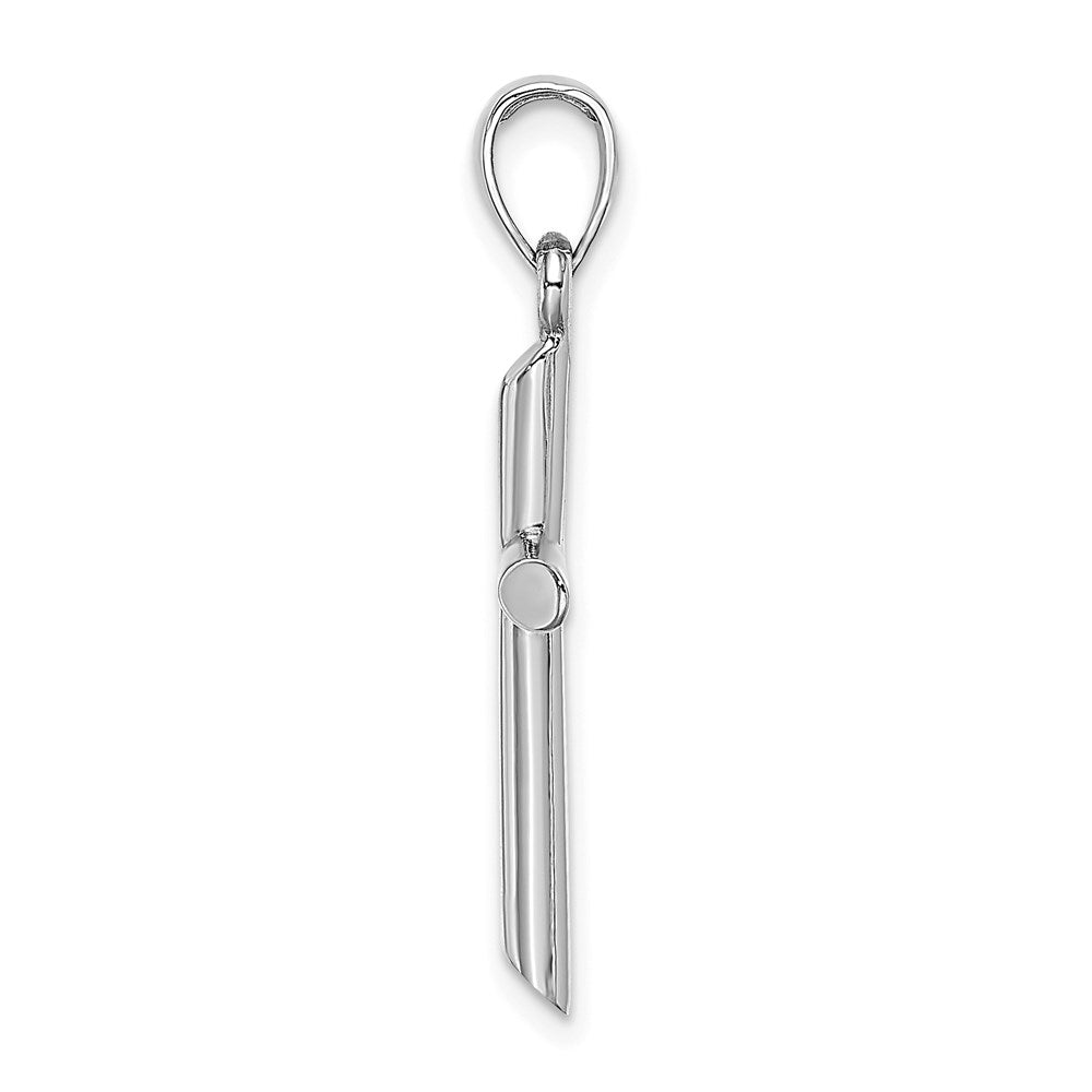 14K Weißgold Polierter Zylinder-Kreuz-Charm