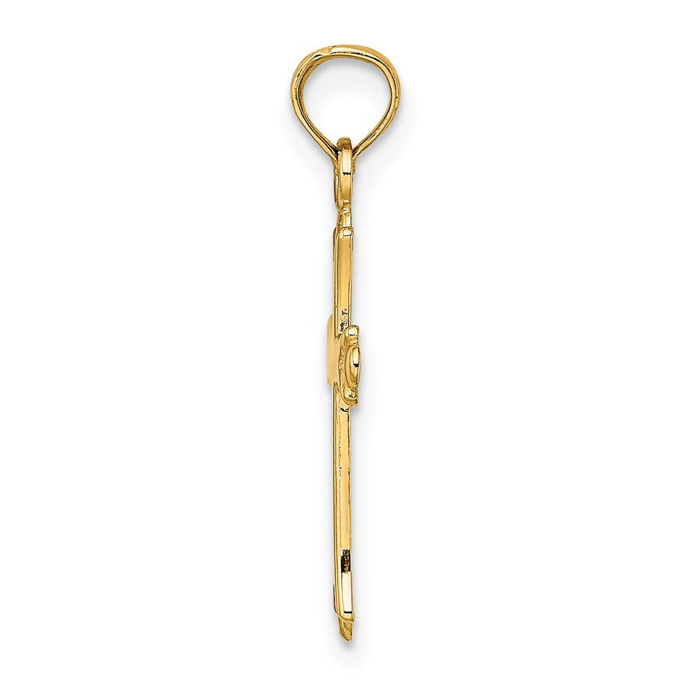 14K Gelbgold 2-d Poliert Kreuz Charm