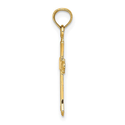 14K Gelbgold 2-d Poliert Kreuz Charm
