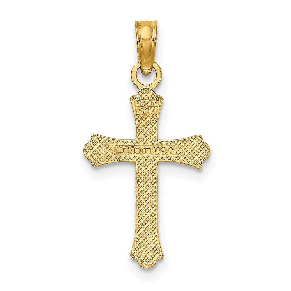 14K Gelbgold 2-d Poliert Kreuz Charm