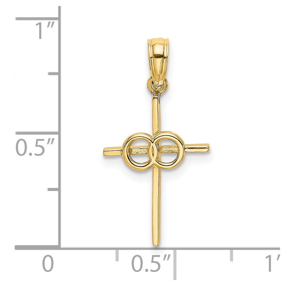 14K Gelbgold Poliert Unendlichkeit Kreise Kreuz Charm