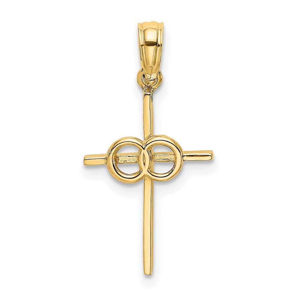 14K Gelbgold Poliert Unendlichkeit Kreise Kreuz Charm