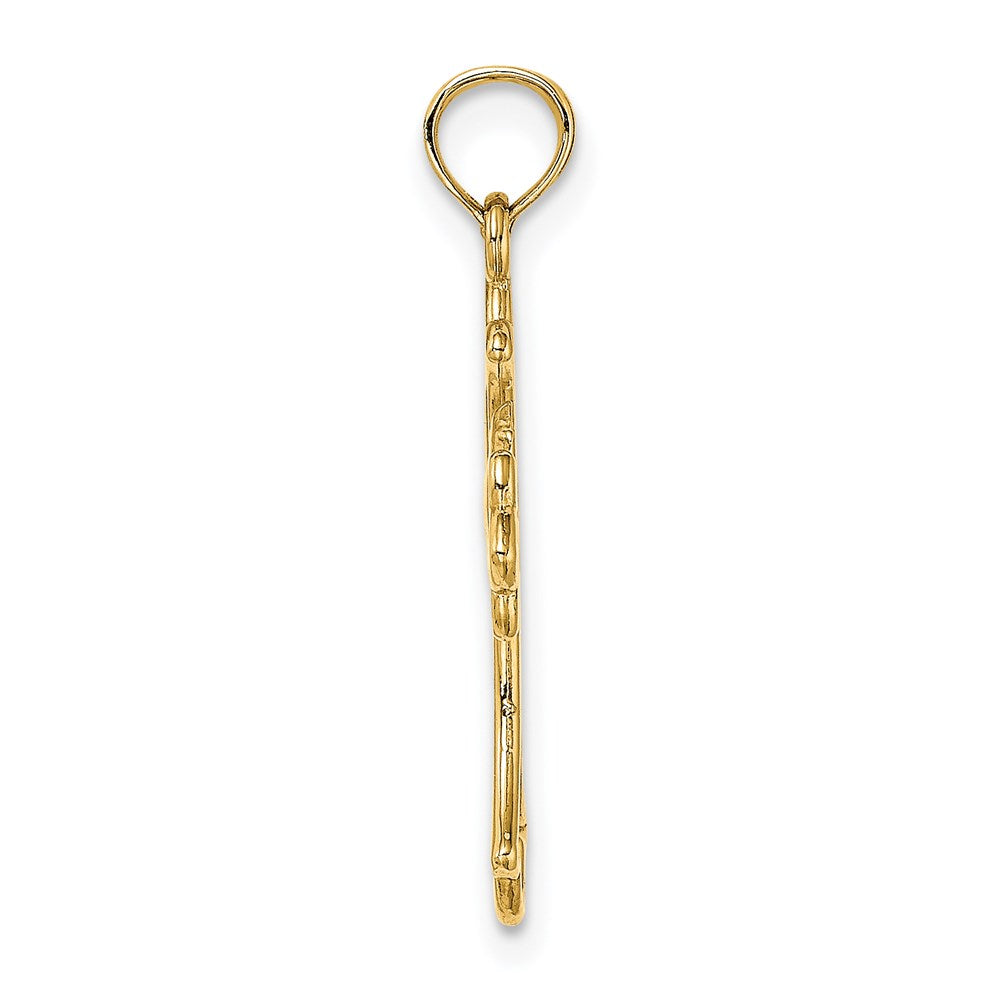 14K Gelbgold Ausgeschnitten Taube Mittig Kreuz Charm