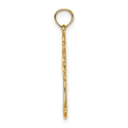 14K Gelbgold Ausgeschnitten Taube Mittig Kreuz Charm