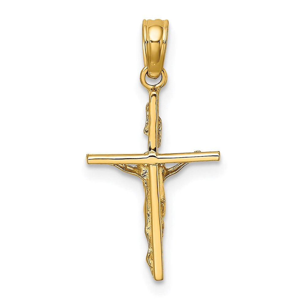 14K Gelbgold Klein Poliert Kruzifix Charm
