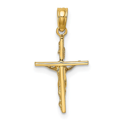 14K Gelbgold Klein Poliert Kruzifix Charm