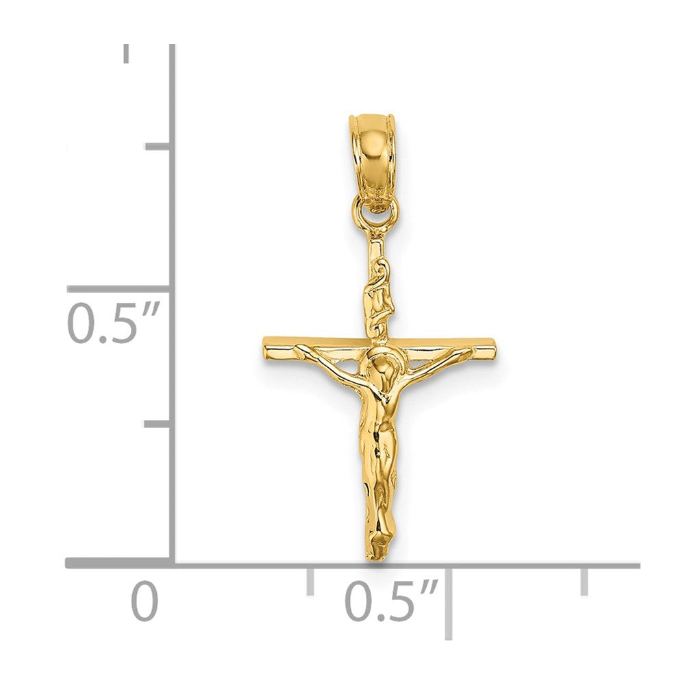 14K Gelbgold Klein Poliert Kruzifix Charm