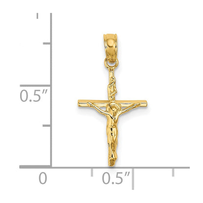 14K Gelbgold Klein Poliert Kruzifix Charm