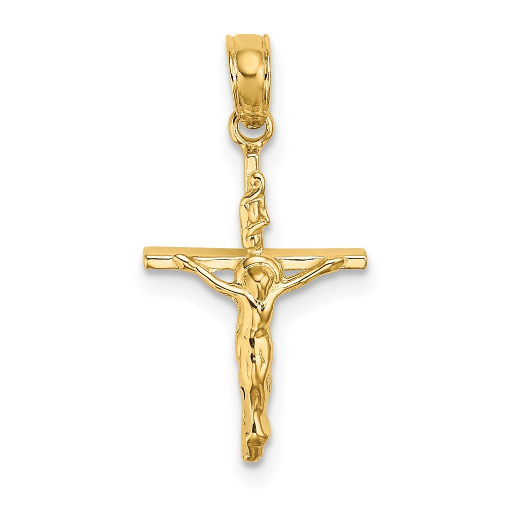 14K Gelbgold Klein Poliert Kruzifix Charm