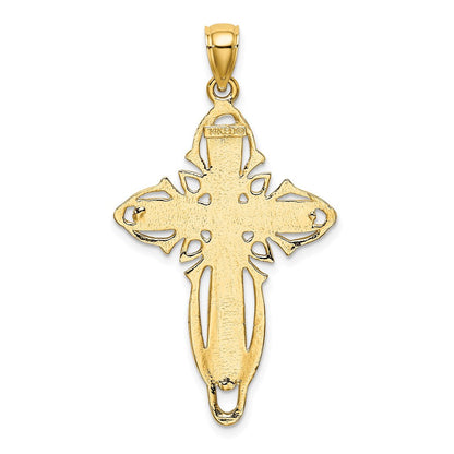 14K Gelbgold Poliert und Strukturiert Kreuz