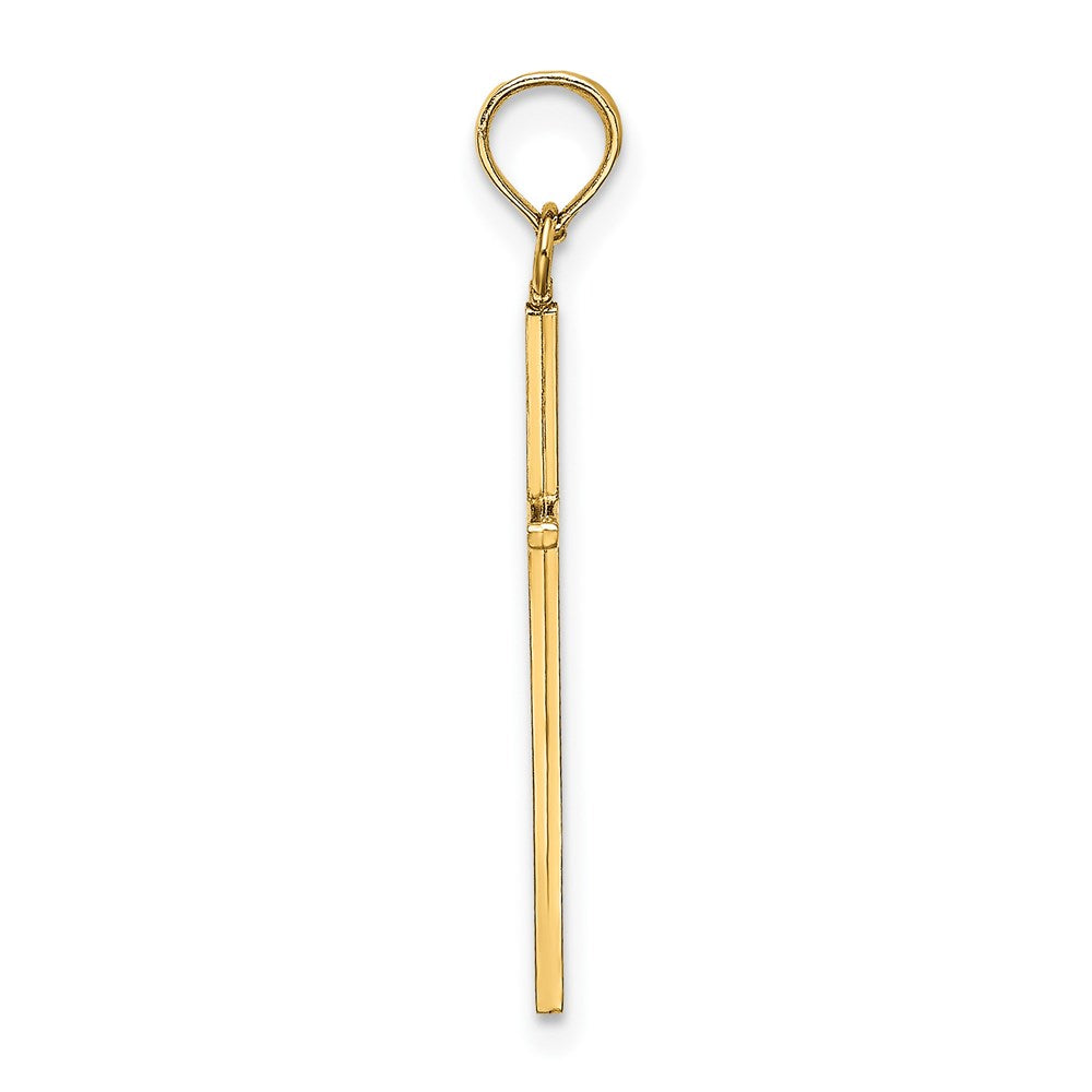 14K Gelbgold 3-d und Poliert Stick Kreuz Charm