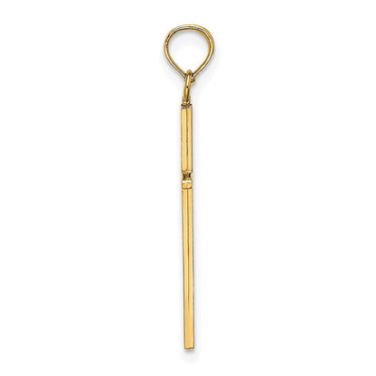 14K Gelbgold 3-d und Poliert Stick Kreuz Charm