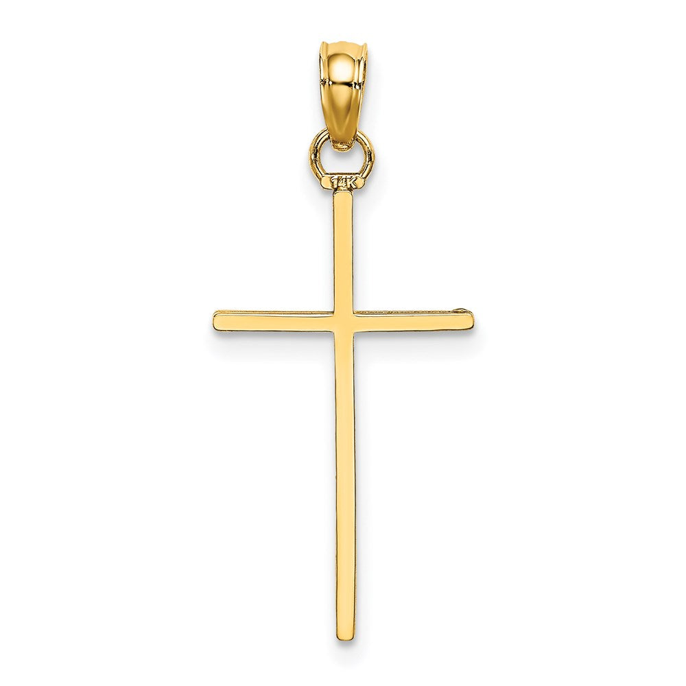 14K Gelbgold 3-d und Poliert Stick Kreuz Charm