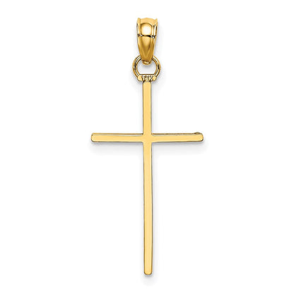 14K Gelbgold 3-d und Poliert Stick Kreuz Charm