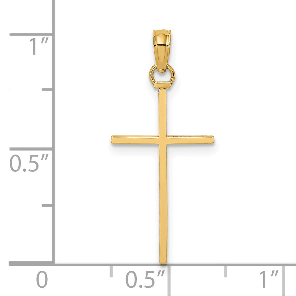 14K Gelbgold 3-d und Poliert Stick Kreuz Charm