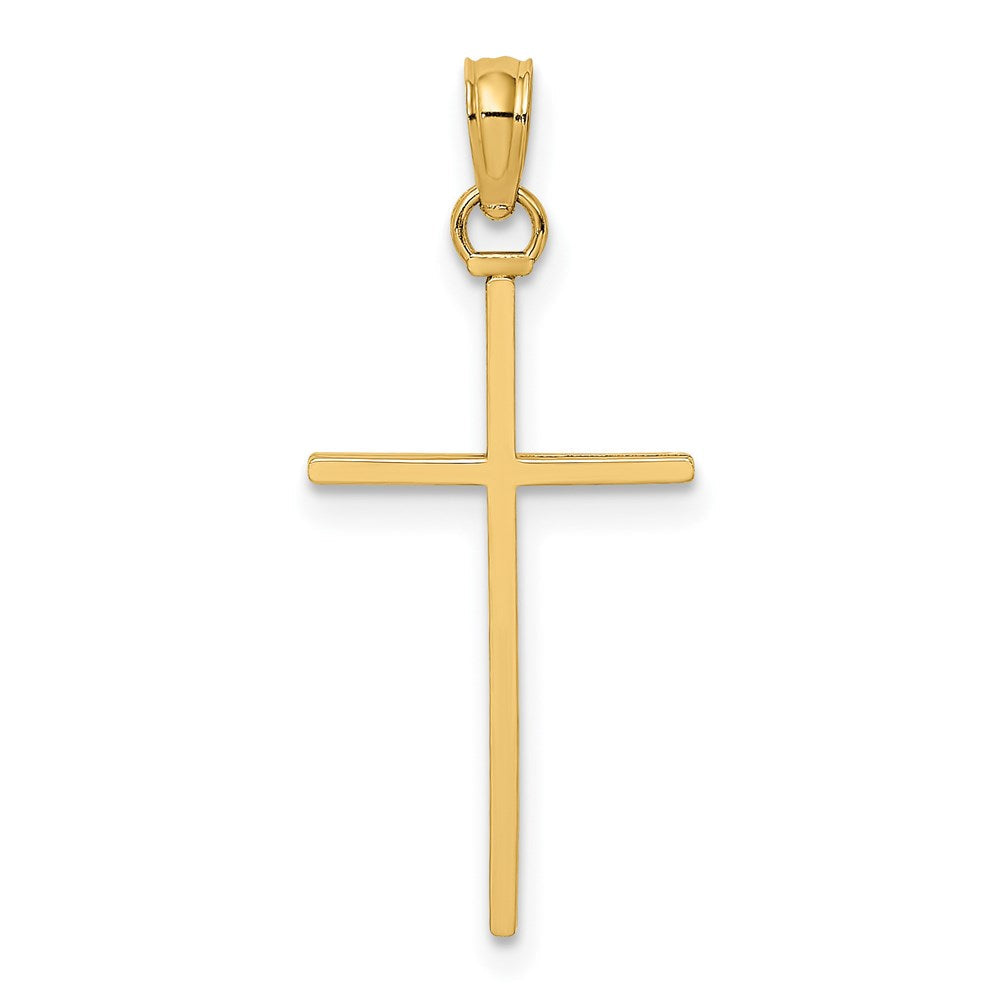 14K Gelbgold 3-d und Poliert Stick Kreuz Charm