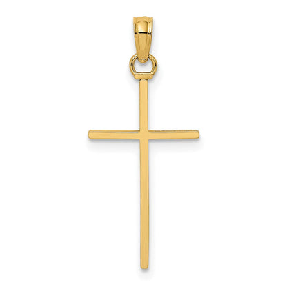14K Gelbgold 3-d und Poliert Stick Kreuz Charm