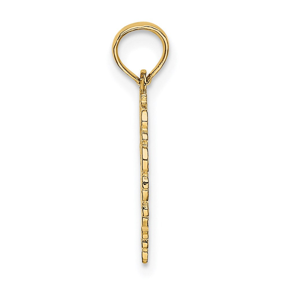 14K Gelbgold Strukturiert Stern Of David in Herz Charm