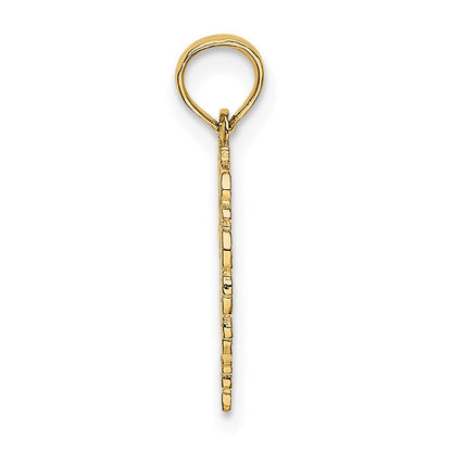 14K Gelbgold Strukturiert Stern Of David in Herz Charm