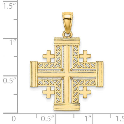 14K Gelbgold Ausgeschnittener Jerusalem-Kreuz-Charm