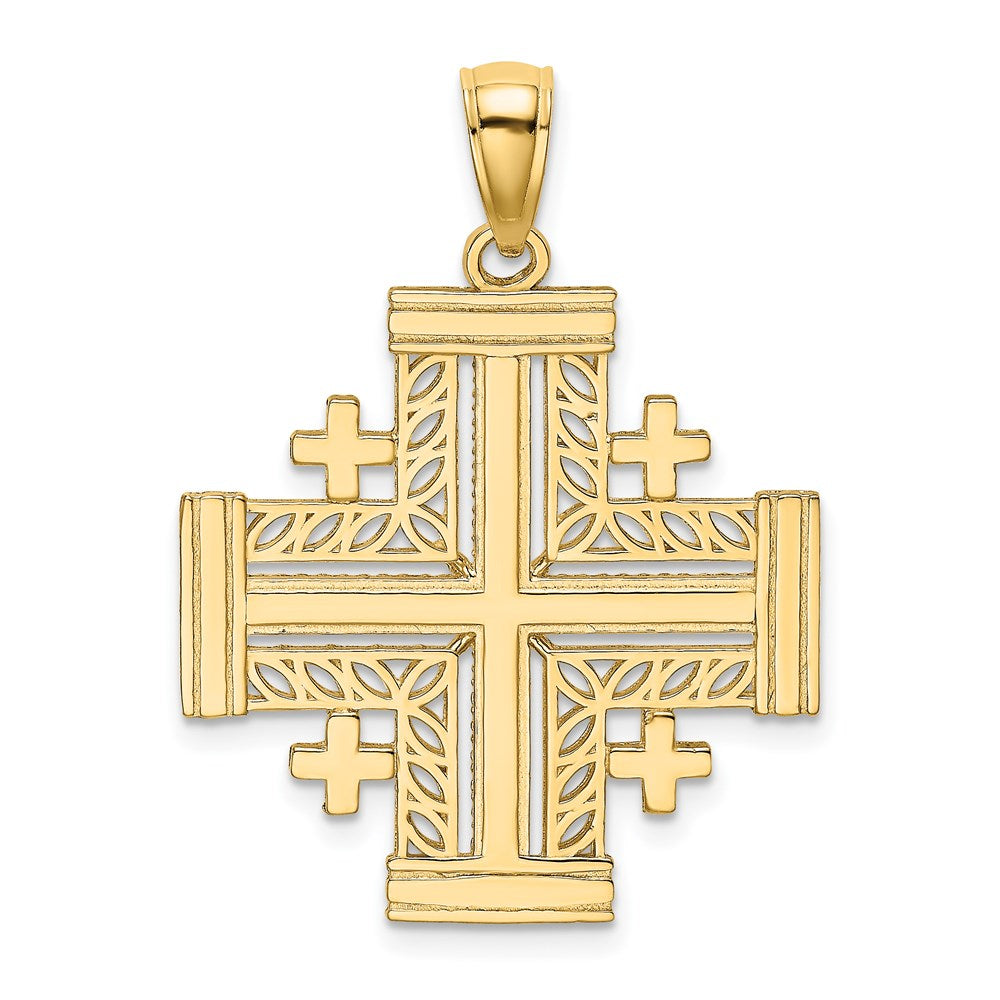 14K Gelbgold Ausgeschnittener Jerusalem-Kreuz-Charm